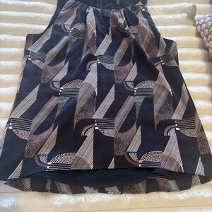 White House Black Market Black and Cream Geometric Blouse